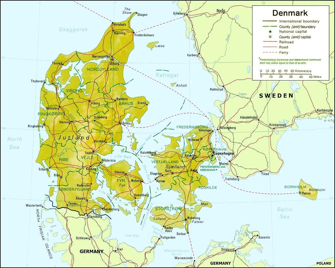 Kartes dānijas ģeogrāfija 