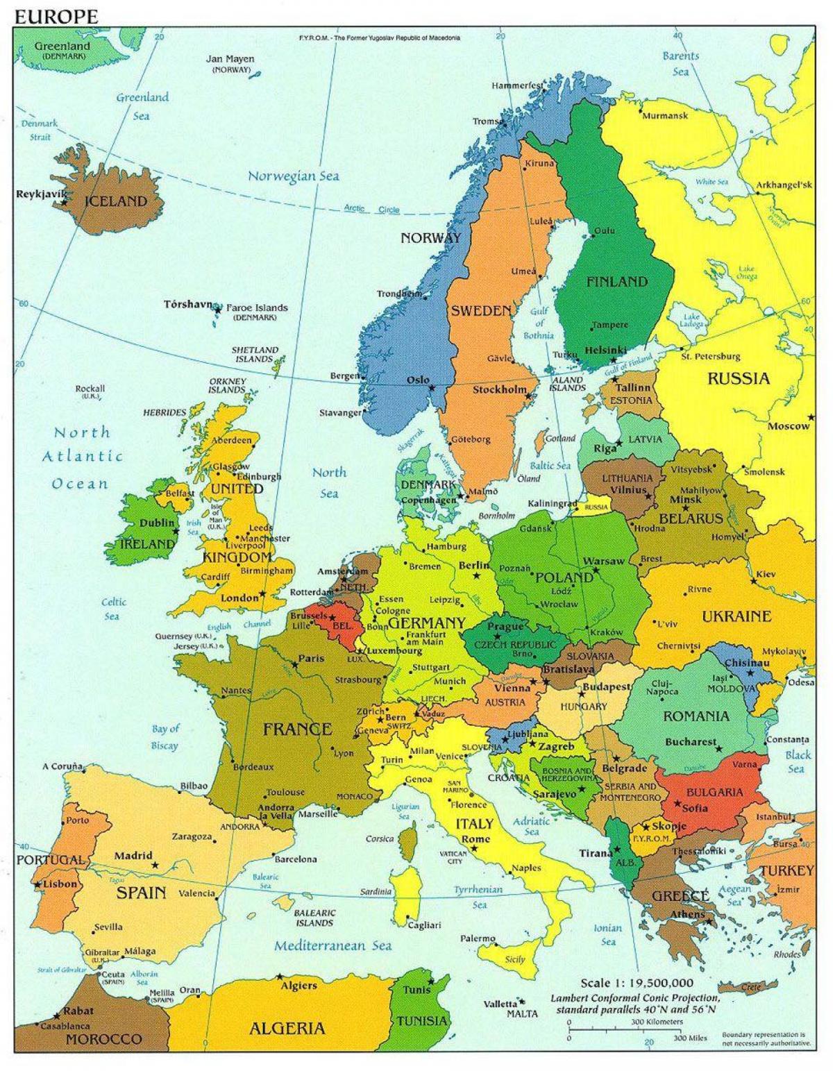 eiropas karte, kas rāda dānija