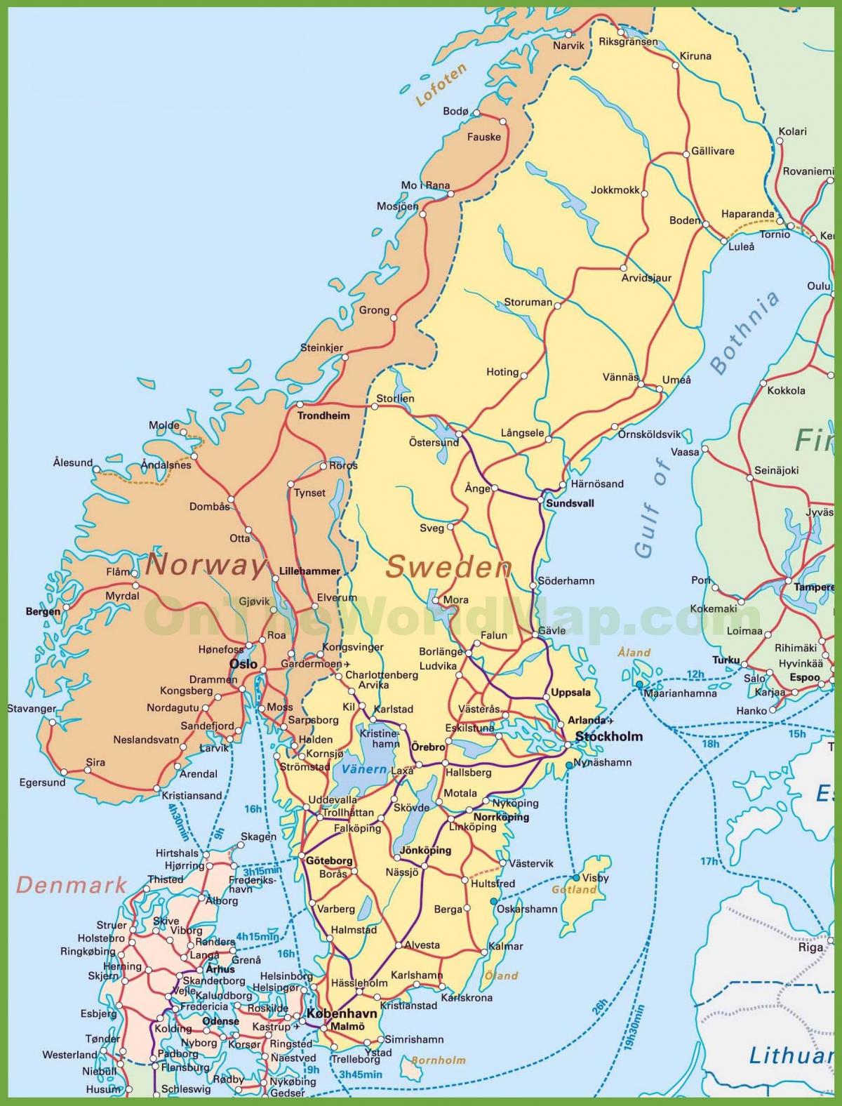 karte dāniju un norvēģiju